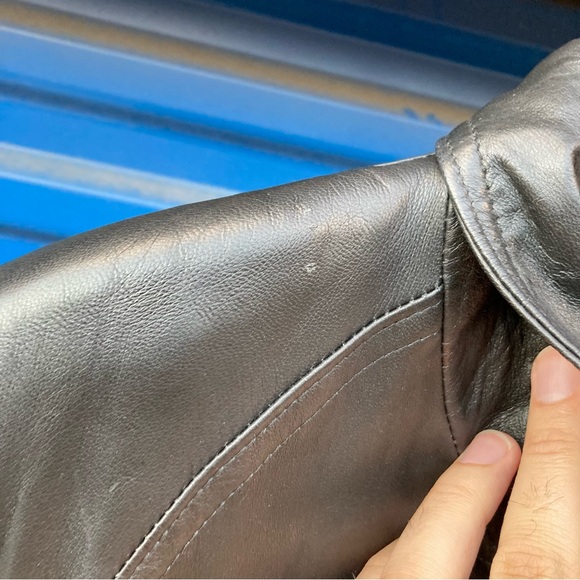 Classic Black Leather Trench Coat - Picture 10 of 16